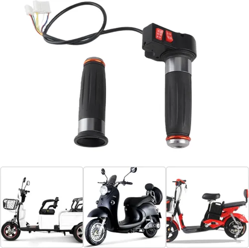 Miniatura 4 de Acelerador de agarre de acelerador de velocidad de 3 velocidades, par de empuñaduras de acelerador de bicicleta eléctrica, mango universal
