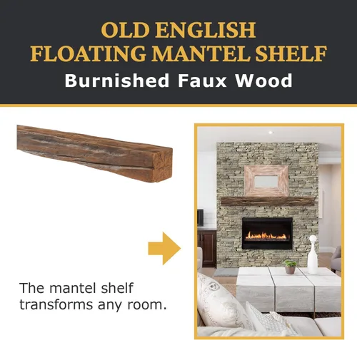 Miniatura 3 de AZ Faux Mantel sintético de poliuretano de alta densidad para chimenea, ligero y rústico con tira de montaje y kit de retoque Inglés antiguo 48