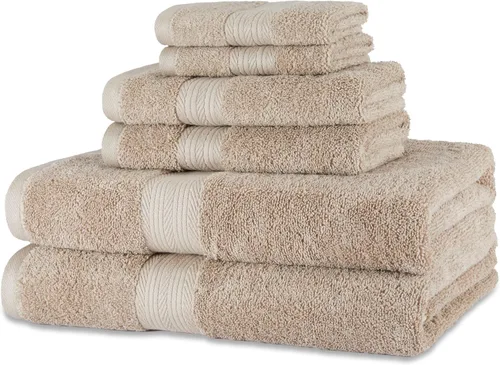 Miniatura 8 de Amazon Basics Juego de toallas de baño suaves, absorbentes, resistentes a la decoloración, 100% algodón, 6 piezas (12 x 12 pulgadas), toallas Carmesí