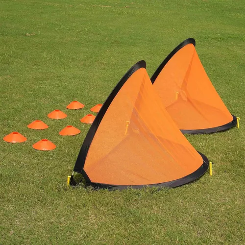 Miniatura 4 de Poray Soccer Goal for Kid Easy-up Set of Two Portable Soccer Net 210D Oxford with 8 Field Marker Cones Extra Stakes Fun for Backyard and Soccer