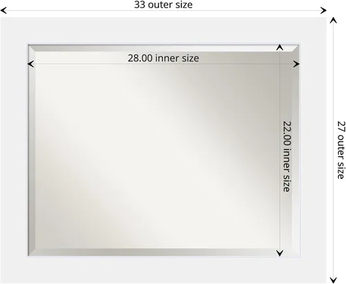 Miniatura 4 de Amanti Art Espejo de baño de madera, espejo de pared blanco Corvino para usar como espejo de tocador de baño sobre el fregadero (27 x 33 pulgadas)
