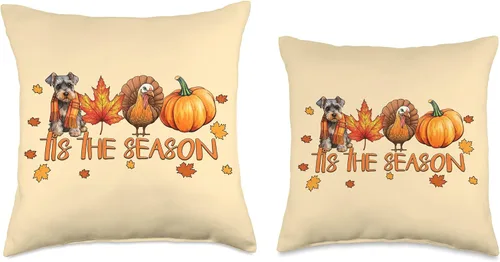 Miniatura 3 de Cute Dog Thanksgiving Fall Gifts for Her Tis The Season - Cojín miniatura de Schnauzer para otoño, Acción de Gracias, 16 x 16 pulgadas, multicolor