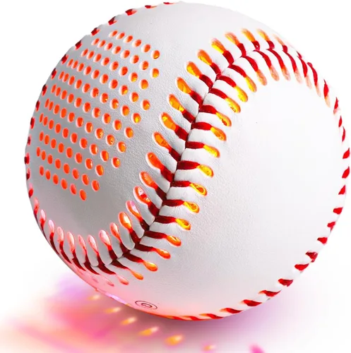 Glow Baseball Bluetooth Speaker,Portable Sports Gift for Fans, Waterproof Outdoor Speaker with Party Lights. Rojo