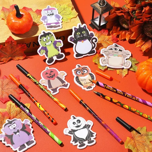 Miniatura 3 de Pajean 960 Sheets Halloween Sticky Notes Set 48 Pcs Pumpkin Owl Funny Ballpoint Pens with 48 Pad Sticky Notepad for Halloween Party Favor Gift