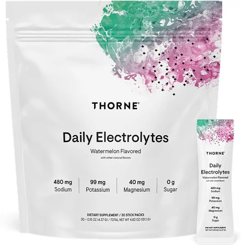 THORNE - Electrolitos Diarios - Mezcla de Bebida en Polvo de Electrolitos Sin Azúcar y Baja en Calorías - Sabores Derivados de Fuentes Naturales -