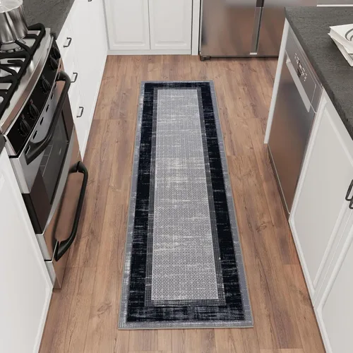 Miniatura 26 de Ottomanson Alfombra de pasillo de 1 pies 10 pulgadas x 6 pies, alfombra de cocina con parte trasera de goma antideslizante para área del fregadero