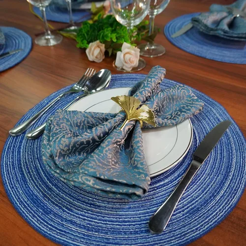 Miniatura 3 de WAZAIGUR Red-A, Manteles individuales redondos para mesa de comedor, juego de 4 manteles individuales tejidos resistentes al calor y Azul