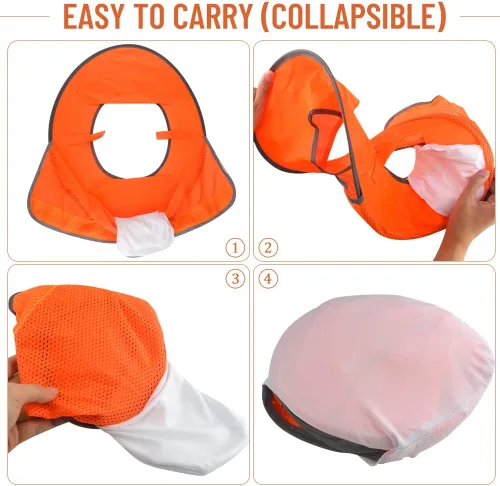 Miniatura 5 de WMYCONGCONG Protector solar de ala completa, visera de malla para el cuello, con tira reflectante para construcción al aire libre, accesorios
