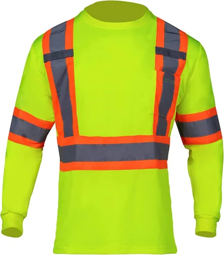 Miniatura 2 de FONIRRA Paquete de 3 camisetas de seguridad de manga larga reflectantes de alta visibilidad, camisas de trabajo de construcción ANSI Clase 3