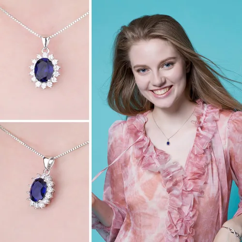 Miniatura 4 de JewelryPalace Princess Diana Kate Middleton Natural Amethyst Citrine Garnet Peridot Topaz Created Ruby Sapphire Simulated Emerald Pendant Necklace