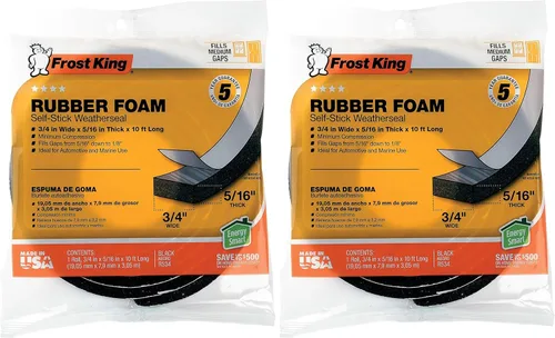 Miniatura 9 de Frost King R516H - Cinta de espuma de goma de esponja de 1-1/4 pulgadas por 7/16 pulgadas por 10 pies de grosor, color negro