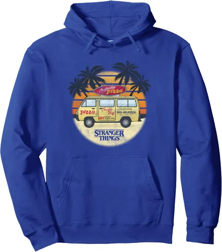 Miniatura 3 de Stranger Things Sudadera con capucha Surfer Boy Pizza Van sin botones, Azul / Patchwork, S