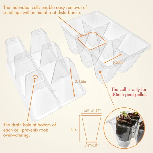 Miniatura 5 de Gardzen Paquete de 3 Bandejas Iniciadoras de Semillas Kit de Germinación, Kit Iniciador de Semillas con Cúpula de Humedad Ajustable, Kit de Cultivo