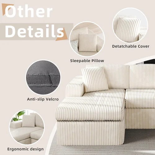 Miniatura 6 de Sofá modular modular de 105 pulgadas para sala de estar, sofá modular en forma de L con asiento profundo, sofá de espuma de nube con diván de gran