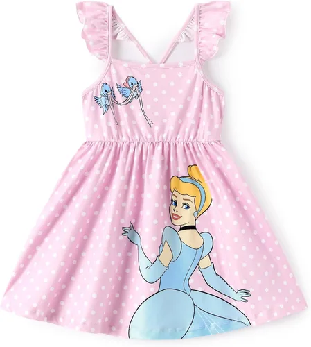 Miniatura 11 de Disney Vestido de princesa Minnie Mouse Frozen Elsa para niñas, con volantes, sin mangas, entrecruzado, ropa de verano para bebé a niño pequeño