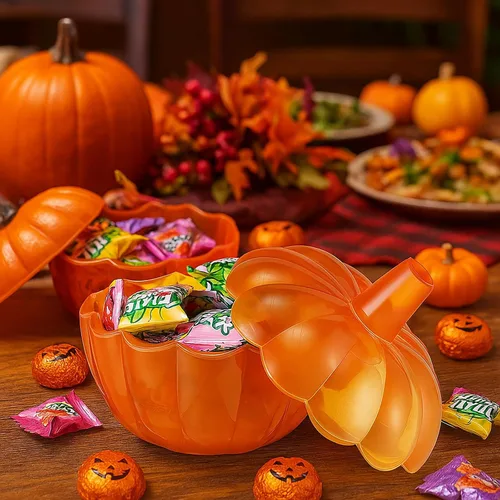 Miniatura 4 de Tanlade 4 tarros de calabaza de cristal de Acción de Gracias de 10 onzas con tapa, recipientes decorativos de calabaza para galletas de calabaza