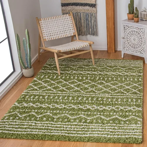 Miniatura 18 de SAFAVIEH Colección Arizona Shag ASG741L Tapete de área, 1.6 pulgadas de grosor, diseño marroquí, no desprende pelusa, de fácil cuidado, para sala