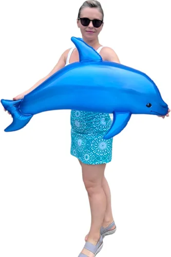 Miniatura 7 de Enorme delfín perlado inflado inflable de 40 pulgadas, juguete de piscina junto a la piscina, decoración temática acuática, fiesta de cumpleaños