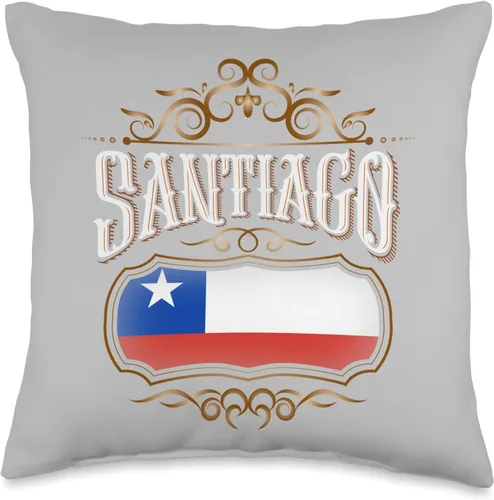 Santiago de Chile Vintage design Santiago con Bandera Chile Throw Pillow, 16x16, Multicolor