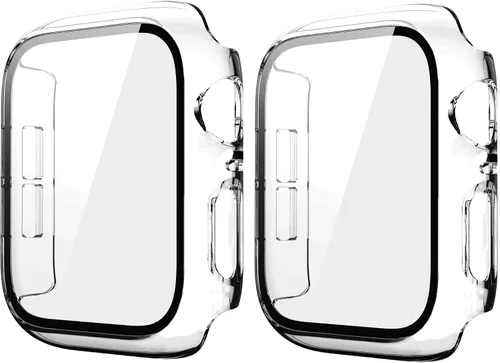 Miniatura 33 de Paquete de 2 fundas rígidas de 1.496 pulgadas para Apple Watch Series 3, 2, 1, 1.496 pulgadas, protector de pantalla de vidrio templado, cobertura