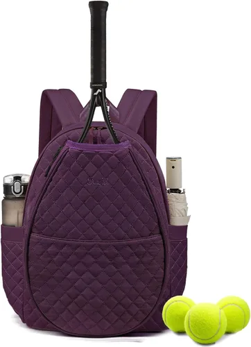 Miniatura 13 de Sucipi Bolsas de tenis para mujeres, Mochila bolsa acolchada para raqueta de tenis para raqueta de tenis, palas de pickleball, bádminton Negro