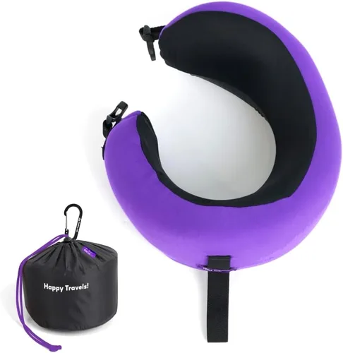 Miniatura 17 de C CUSHION LAB Almohada de viaje, galardonado diseño ergonómico patentado para mentón y cuello, almohada de espuma viscoelástica para el cuello