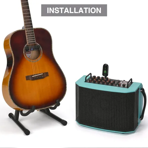 Miniatura 6 de Pastilla inalámbrica para guitarra acústica magnética recargable y micrófono pastilla de boca de sonido para guitarra acústica con control de Negro