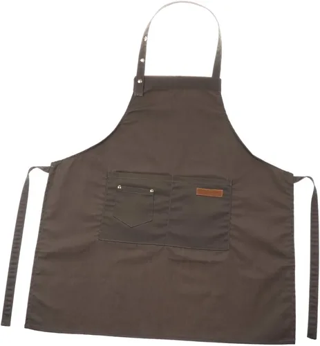 Miniatura 5 de misppro Delantal con pechera ajustable para cocinero de cocina unisex con parte delantera, Gris