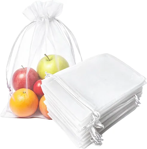 Miniatura 19 de 100 bolsas de organza con cordón de regalo para joyas, galletas, malla de tela transparente de 5 x 7 pulgadas, bolsa reciclable duradera para baby
