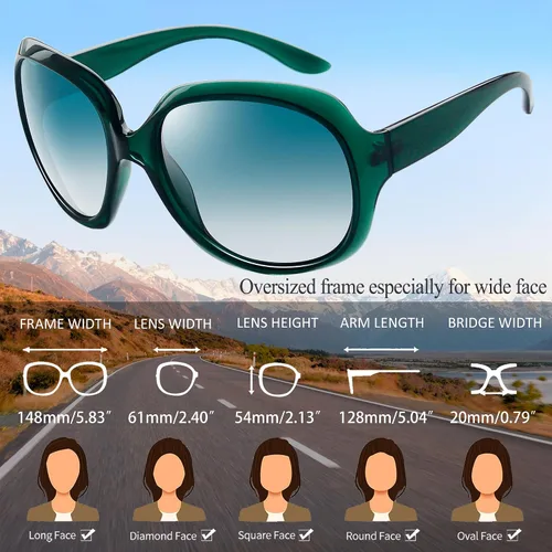 Miniatura 62 de Joopin Lentes de sol de gran tamaño para mujer, polarizados, grandes, para conducción, protección UV, grandes sombras