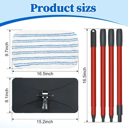 Miniatura 2 de Microtrapos de microfibra planos para limpieza de pisos Ocedar para pisos de madera y más, trapo plano de superficie grande para polvo con 2 Azul