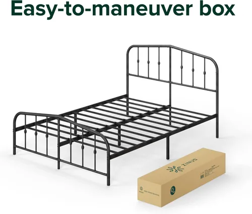 Miniatura 5 de ZINUS Heidi Marco de Cama con Plataforma de Metal, Base de Colchón de Acero, No Necesita Somier, Fácil Montaje, Individual, Negro