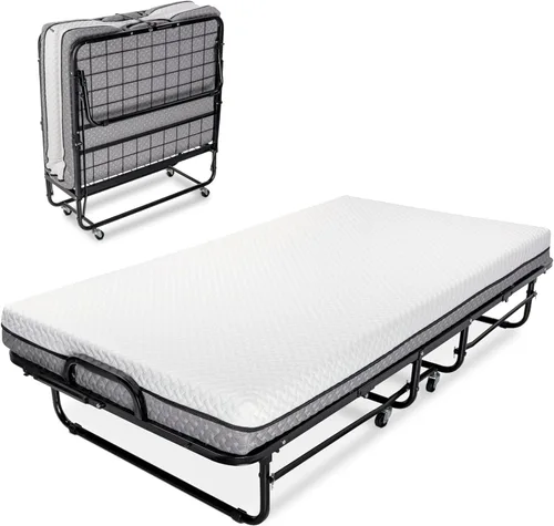 Milliard Cama Plegable Deluxe Diplomat con Colchón para Adultos, Tamaño Twin, Cama Portátil y Plegable con Colchón de Espuma Viscoelástica de Lujo y