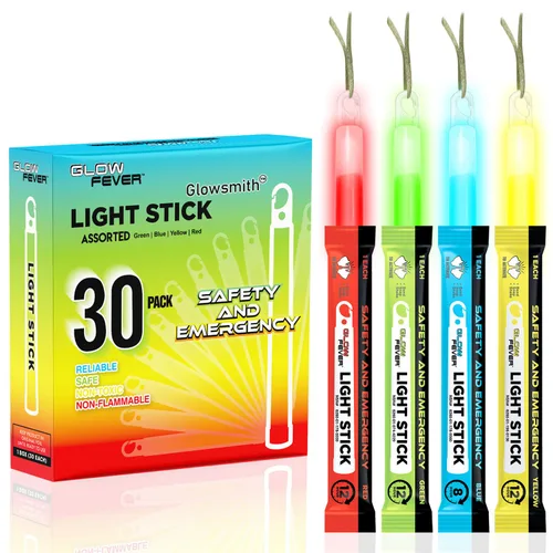 Miniatura 11 de Glow Fever Barras luminosas de grado militar de seguridad de emergencia; 10 piezas, barras luminosas ultra brillantes de 6" con 12 horas de Rojo