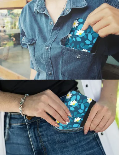 Miniatura 4 de CalorMixs Estuche de identificación para mujer, con cremallera, tarjetero, bolsillo, llavero, monedero, estampado de vaca, girasoles, Flor