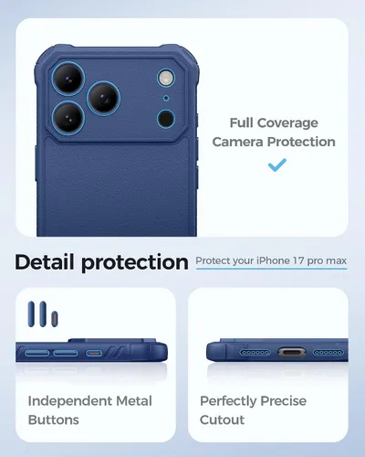 Miniatura 6 de ASAFCASE Funda magnética para iPhone 17 Pro Max con soporte, compatible con MagSafe, protección completa de la lente, caída de grado militar, Azul