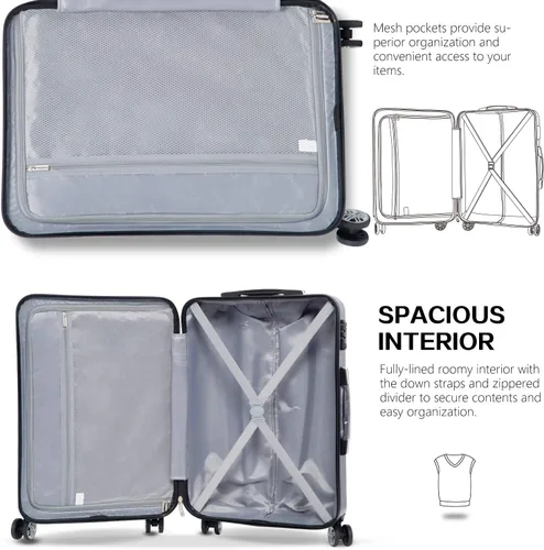 Miniatura 6 de Coolife Equipaje 3 piezas Sets PC+ABS Spinner Maleta 20 pulgadas 24 pulgadas 28 pulgadas, azul hielo nuevo