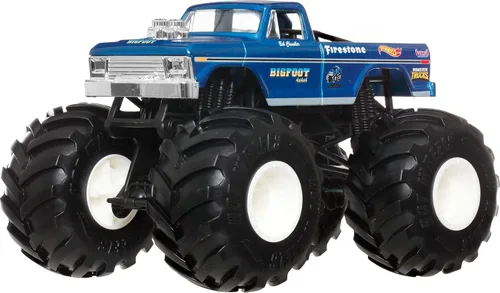 Miniatura 2 de Hot Wheels Monster Trucks, camión monstruo de gran tamaño, camión de juguete fundido a presión a escala 1:24 con ruedas gigantes y diseños geniales