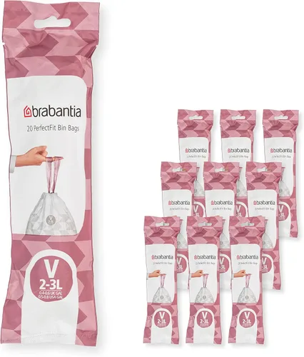 Miniatura 23 de Bolsas de basura Brabantia PerfectFit (Tamaño M/16 Gal) Bolsas gruesas de plástico para caneca de basura con asas de cordón (40 bolsas)