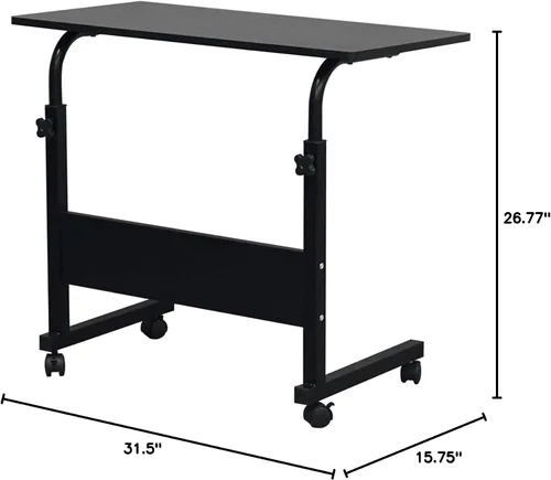 Miniatura 2 de Bandeja de TV de madera rodante, mesa ajustable para aperitivos con ruedas, escritorio portátil para computadora portátil junto al sofá, cama, mesa