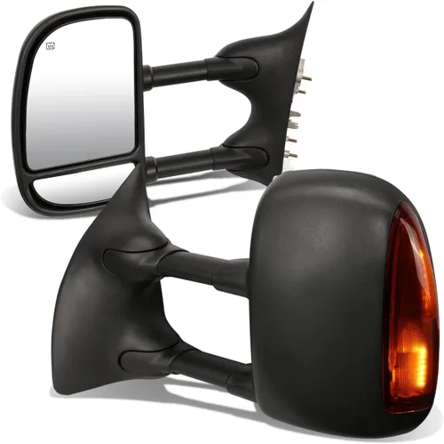 DNA Motoring TWM-004-T888-BK-AM - Par de espejos laterales de remolque calefactables con luz de giro compatibles con 99-07 F250 / F350 / F450 / F550