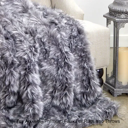 Miniatura 17 de Fur Accents Manta suntuosa de piel sintética de lujo, calidad de diseñador fabricada en Estados Unidos, Winter Fox
