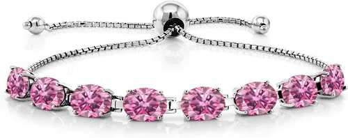 Miniatura 147 de Gem Stone King Pulsera de plata de ley 925 con piedra natal ovalada de 0.276 x 0.197 in para mujer, totalmente ajustable hasta 9 pulgadas