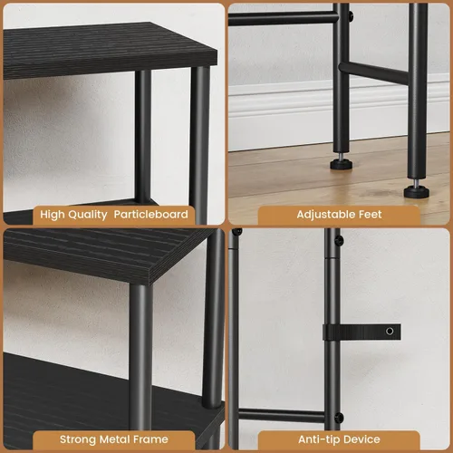 Miniatura 5 de Asgolion Mesa consola estrecha, mesa de entrada pequeña de 15.7 pulgadas, mesa de sofá de 2 niveles con almacenamiento, mesas consola delgadas
