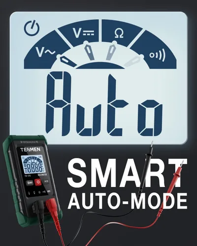 Miniatura 4 de Multímetro digital TM-510, 4000 cuentas, medición inteligente, voltímetro de rango automático; probador de voltaje con función de voltaje sin