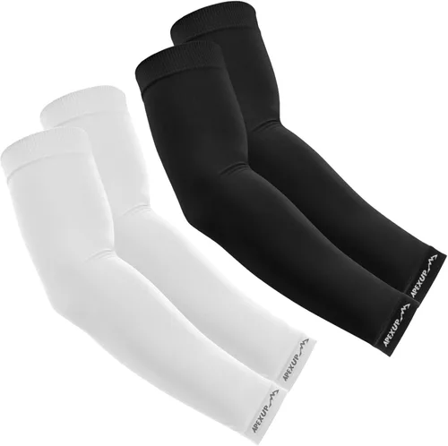 Miniatura 13 de APEXUP Mangas refrescantes para hombres y mujeres, protección solar UV UPF 50, mangas de compresión para voleibol para exteriores 1 negro+1 blanco+1