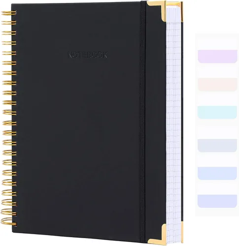 Miniatura 13 de Cuaderno de espiral, diario de cuero de tapa dura para mujeres y hombres, cuadernos gruesos de 300 páginas con rayas universitarias para el trabajo