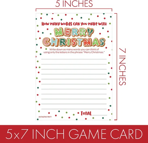 Miniatura 5 de DISTINCTIVS Juegos de Fiesta de Navidad, (Paquete de 2 Juegos) - Trivia de Todo sobre Navidad y Juego de Palabras Anagramas - 25 Tarjetas de Doble