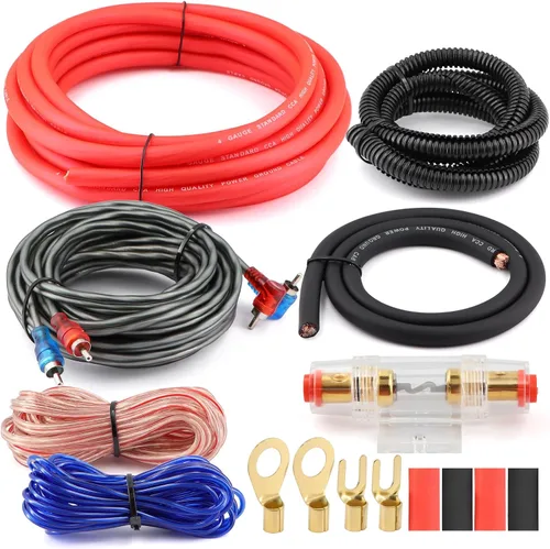 Miniatura 8 de Kit de cableado de amplificador CCA de calibre 0 3000 W completo, cable de alimentación de audio de automóvil de aluminio revestido de cobre