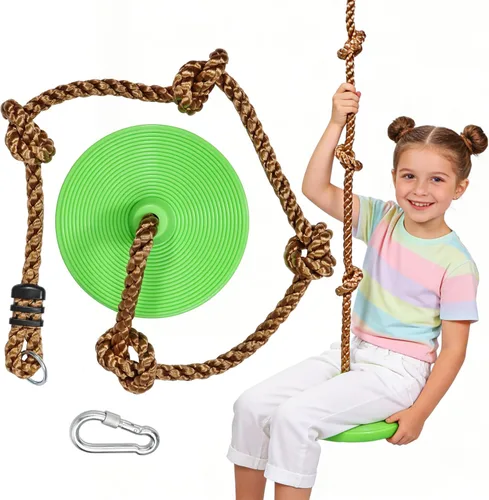 Miniatura 15 de REDCAMP Columpios de cuerda de escalada para árboles, asiento de columpio de disco de plástico resistente para niños y adultos con correa